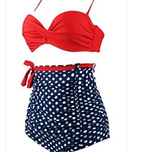 NWOT Retro Polka Dot High Waisted Bikini Set